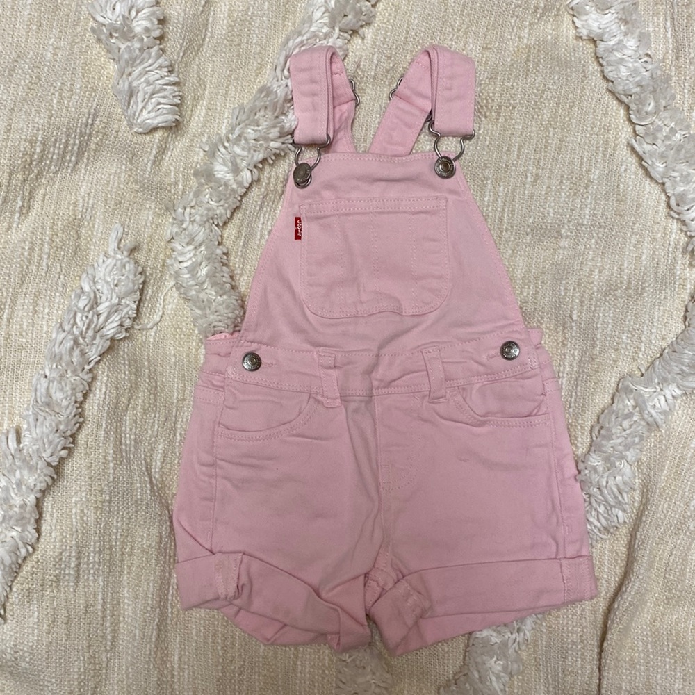 Pink Levi’s Short Bib Overalls